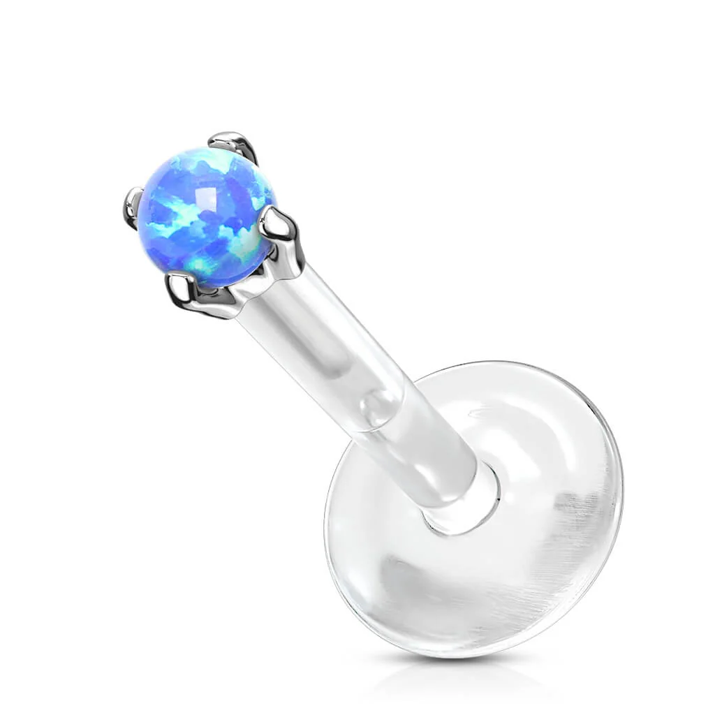 14 Karat Gold Labret Opal Krappenfassung Rund Gelbgold Weißgold - Image 2