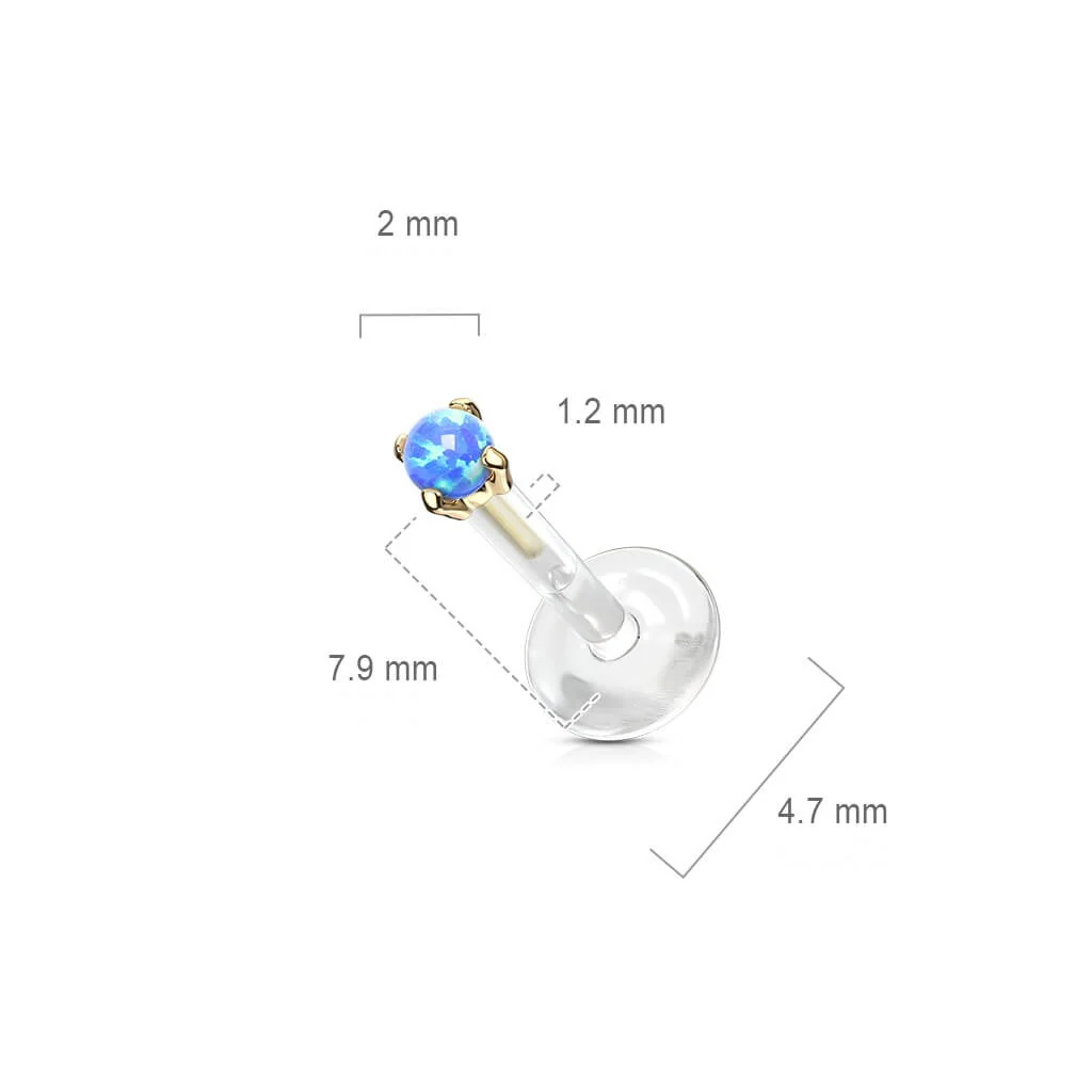 14 Karat Gold Labret Opal Krappenfassung Rund Gelbgold Weißgold - Image 3