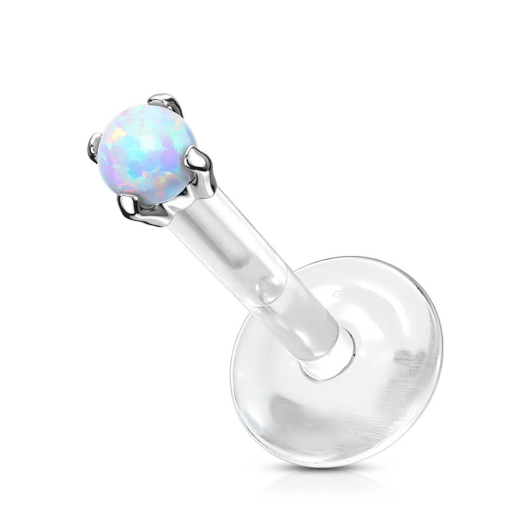 14 Karat Gold Labret Opal Krappenfassung Rund Gelbgold Weißgold - Image 4