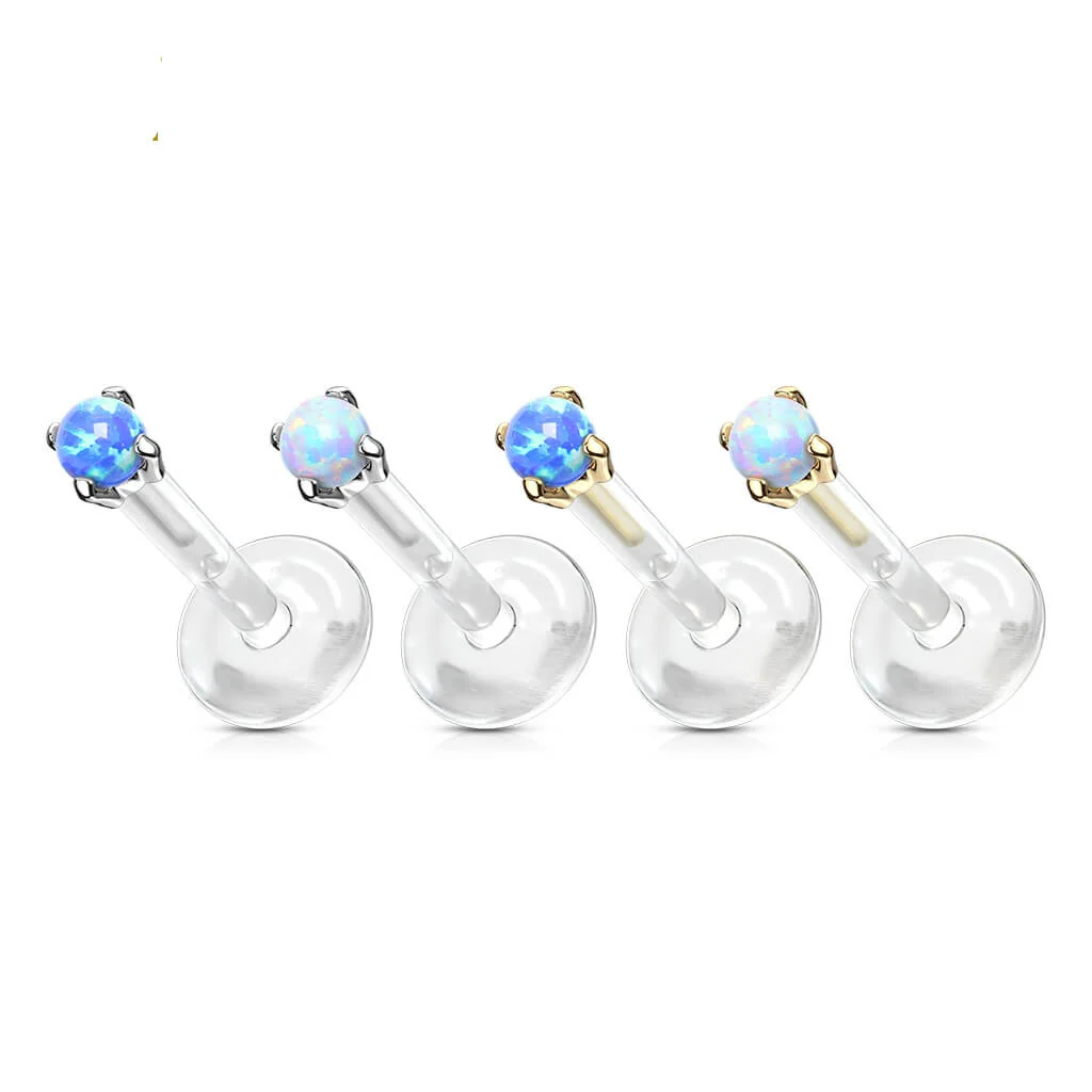 14 Karat Gold Labret Opal Krappenfassung Rund Gelbgold Weißgold - Image 5