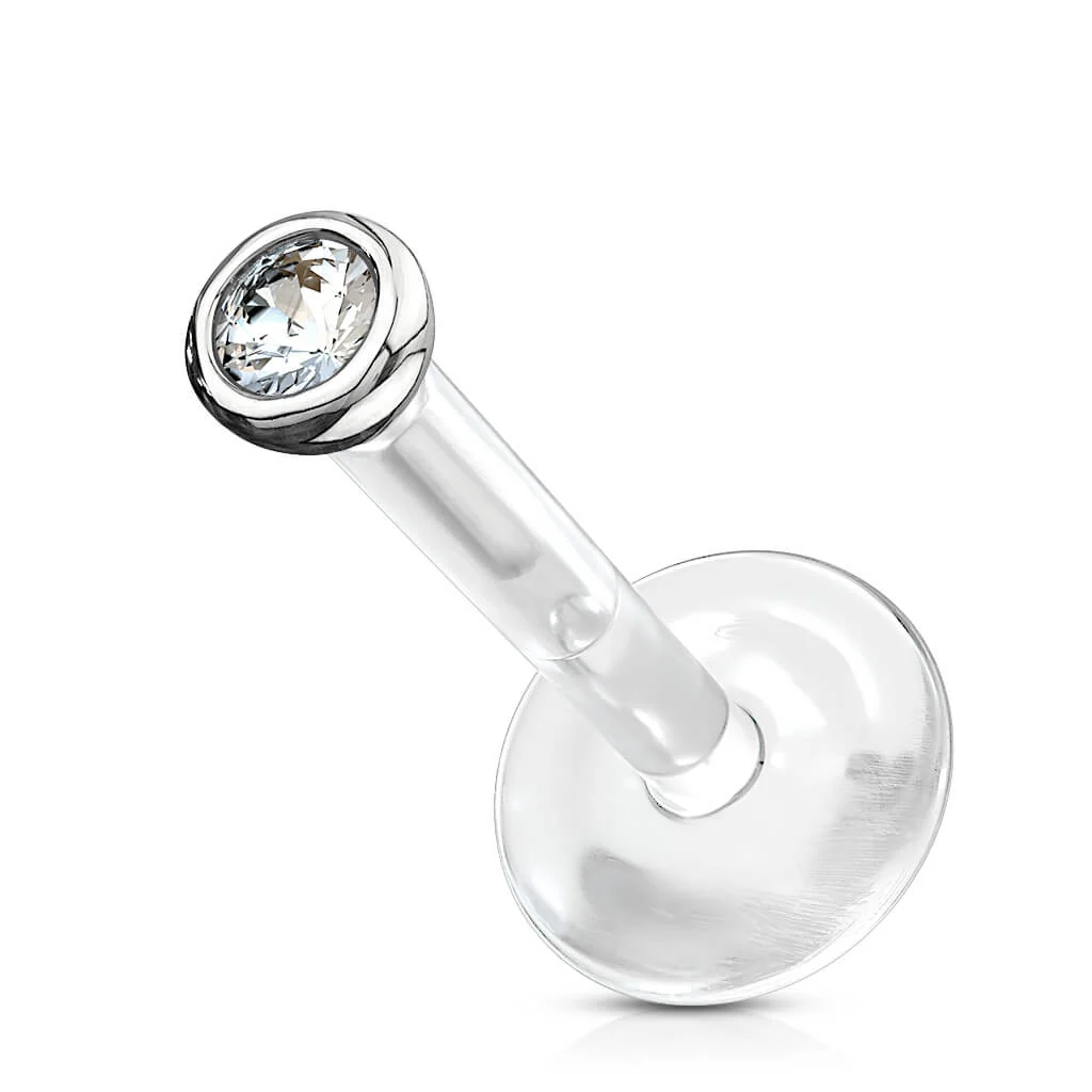 14 Karat Gold Labret Zirkonia Zargenfassung Gelbgold Weißgold - Image 2