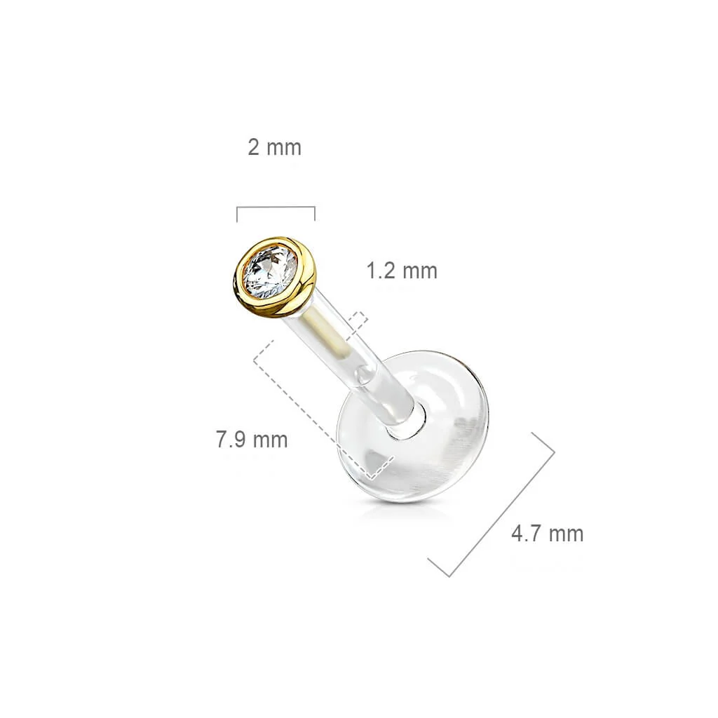 14 Karat Gold Labret Zirkonia Zargenfassung Gelbgold Weißgold - Image 3