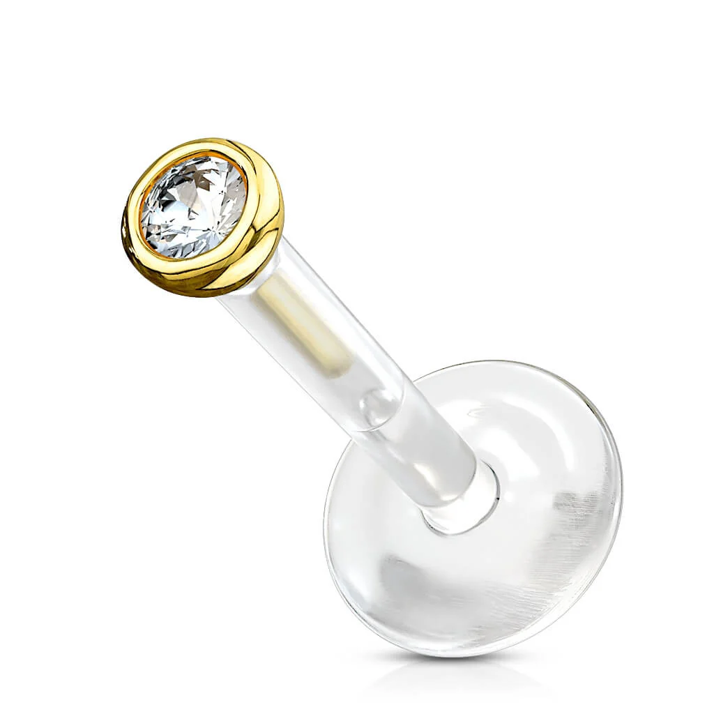14 Karat Gold Labret Zirkonia Zargenfassung Gelbgold Weißgold - Image 4