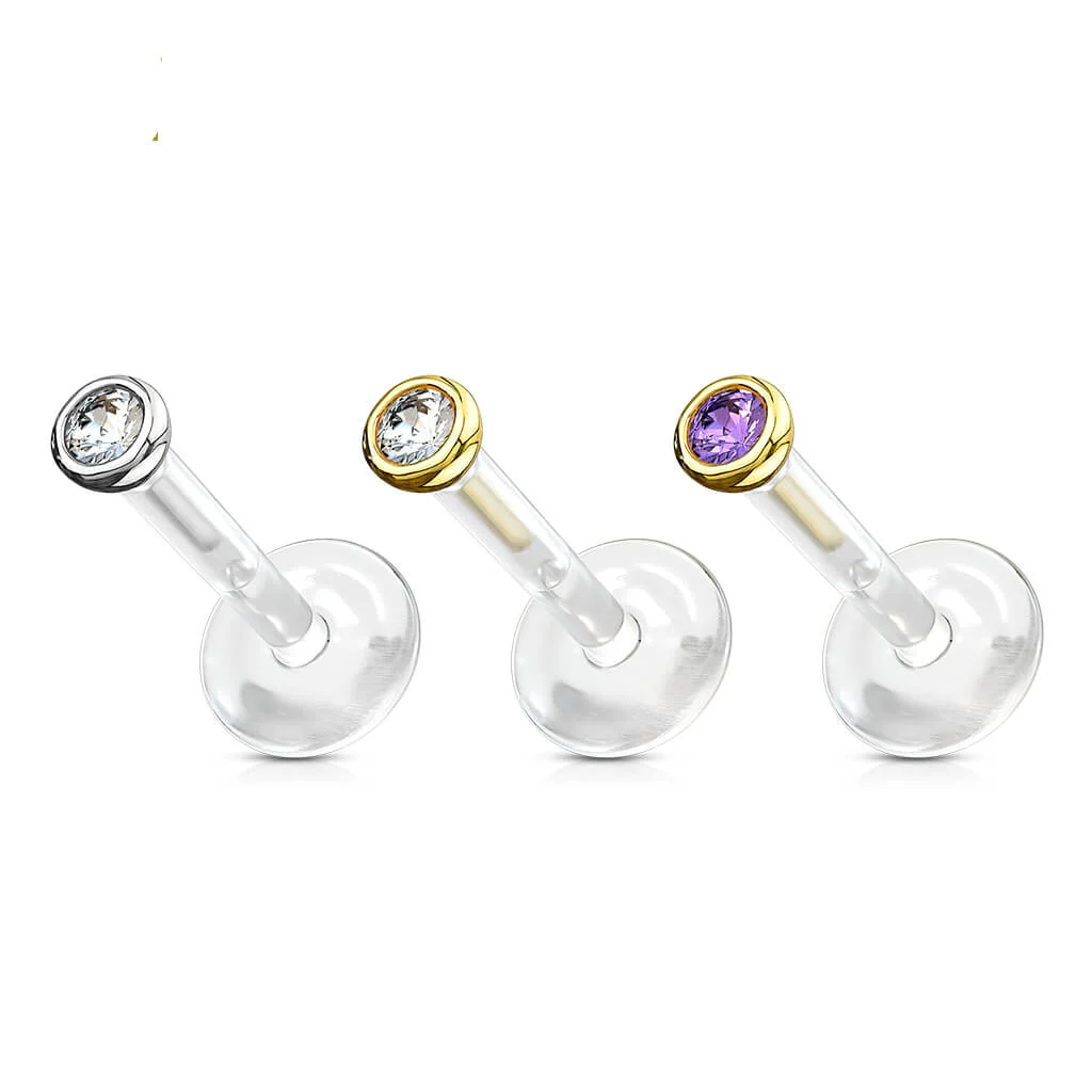 14 Karat Gold Labret Zirkonia Zargenfassung Gelbgold Weißgold - Image 5