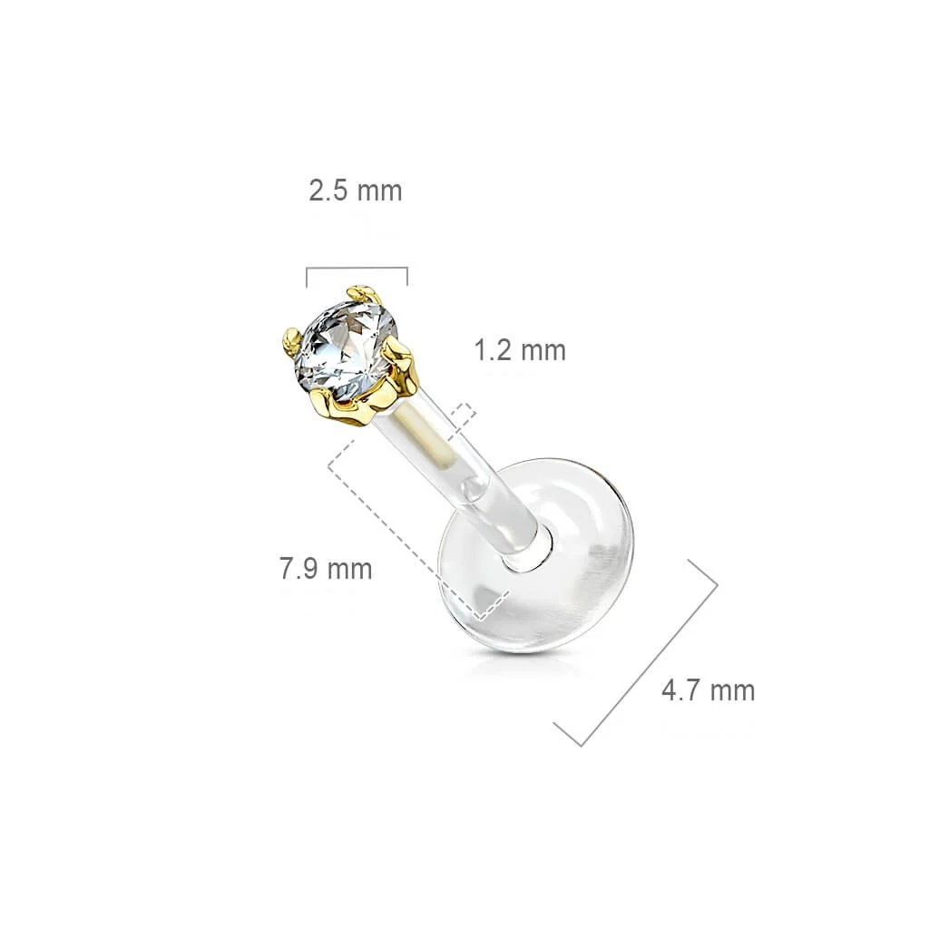 14 Karat Gold Labret Zirkonia Krappenfassung Gelbgold Weißgold - Image 3