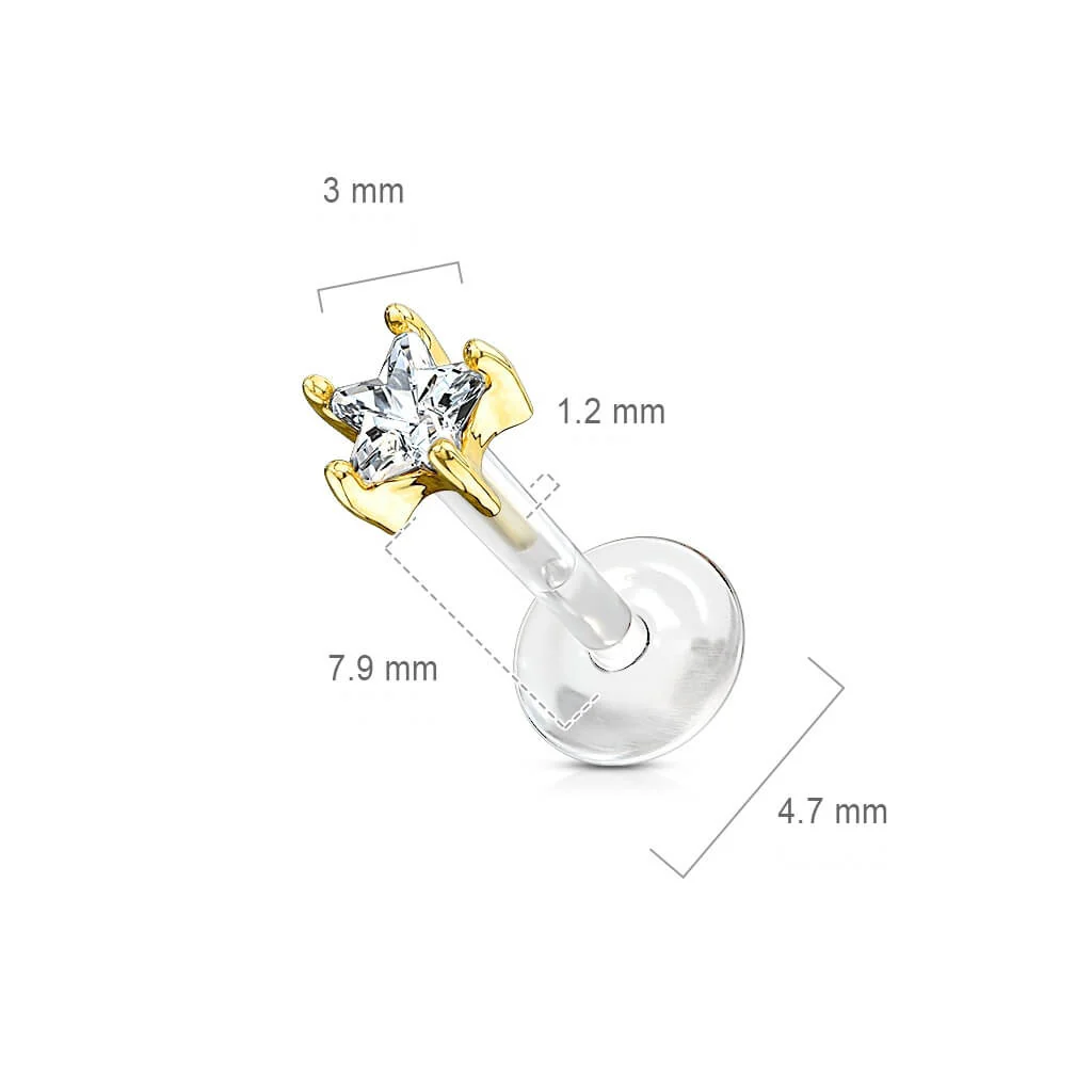 14 Karat Gold Labret Blume Zirkonia Gelbgold Weißgold - Image 3