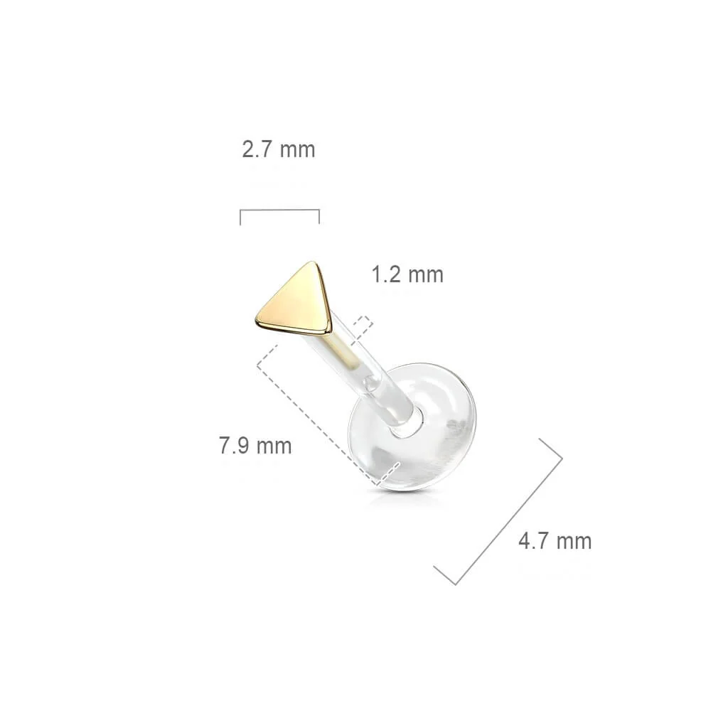 14 Karat Gold Labret Dreieck Flach Gelbgold Weißgold - Image 3