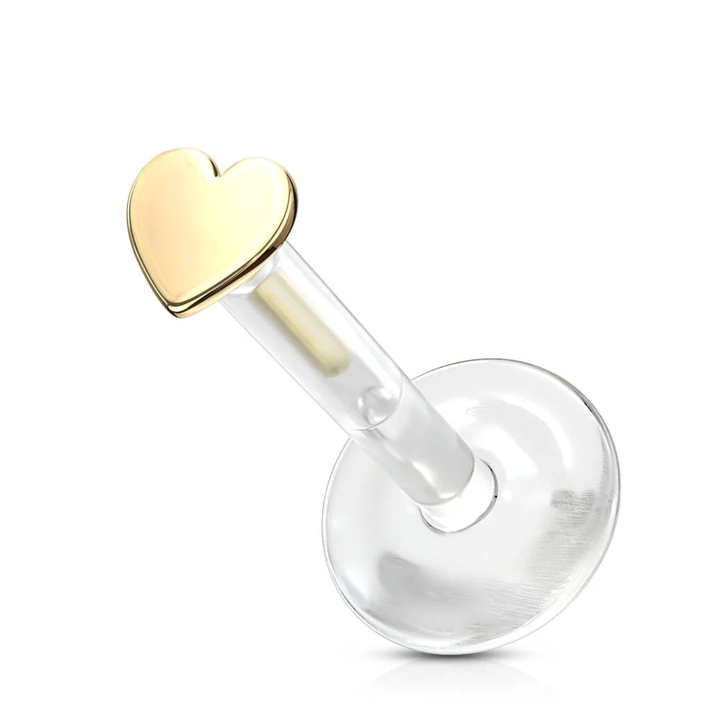 14 Karat Gold Labret Herz Flach Gelbgold Weißgold - Image 6