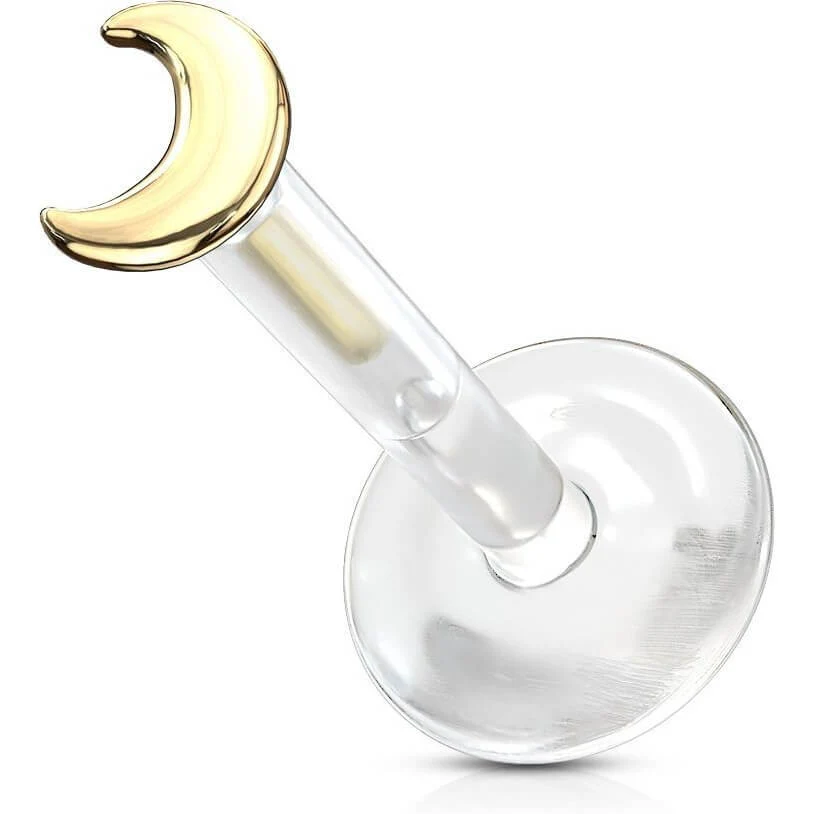 14 Karat Gold Labret Mond Flach Gelbgold Weißgold