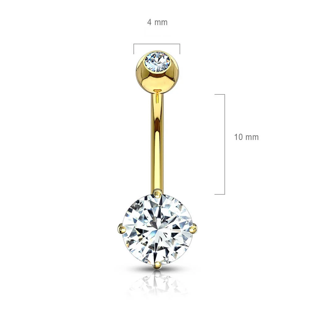 14 Karat Gold Bauchnabelpiercing Zirkonia Rund Gelbgold Weißgold - Image 3