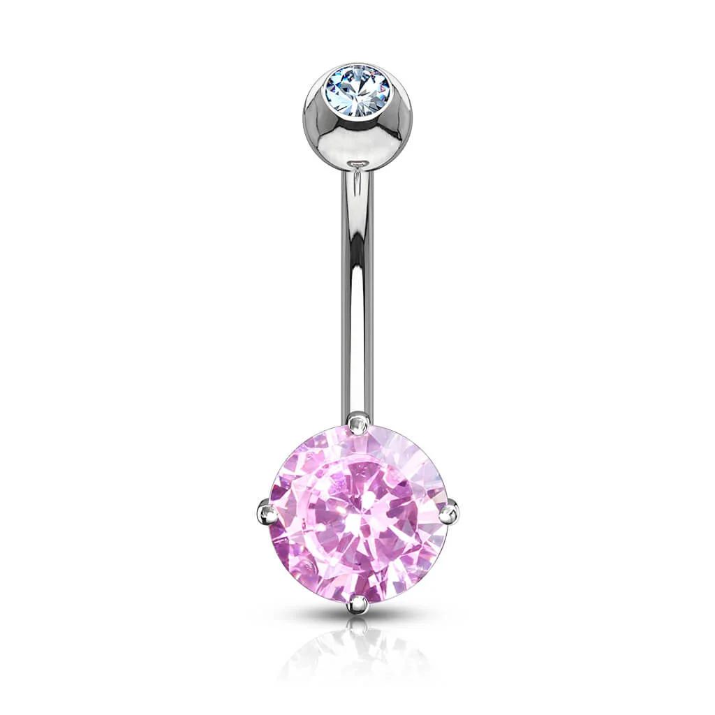 14 Karat Gold Bauchnabelpiercing Zirkonia Rund Gelbgold Weißgold - Image 4