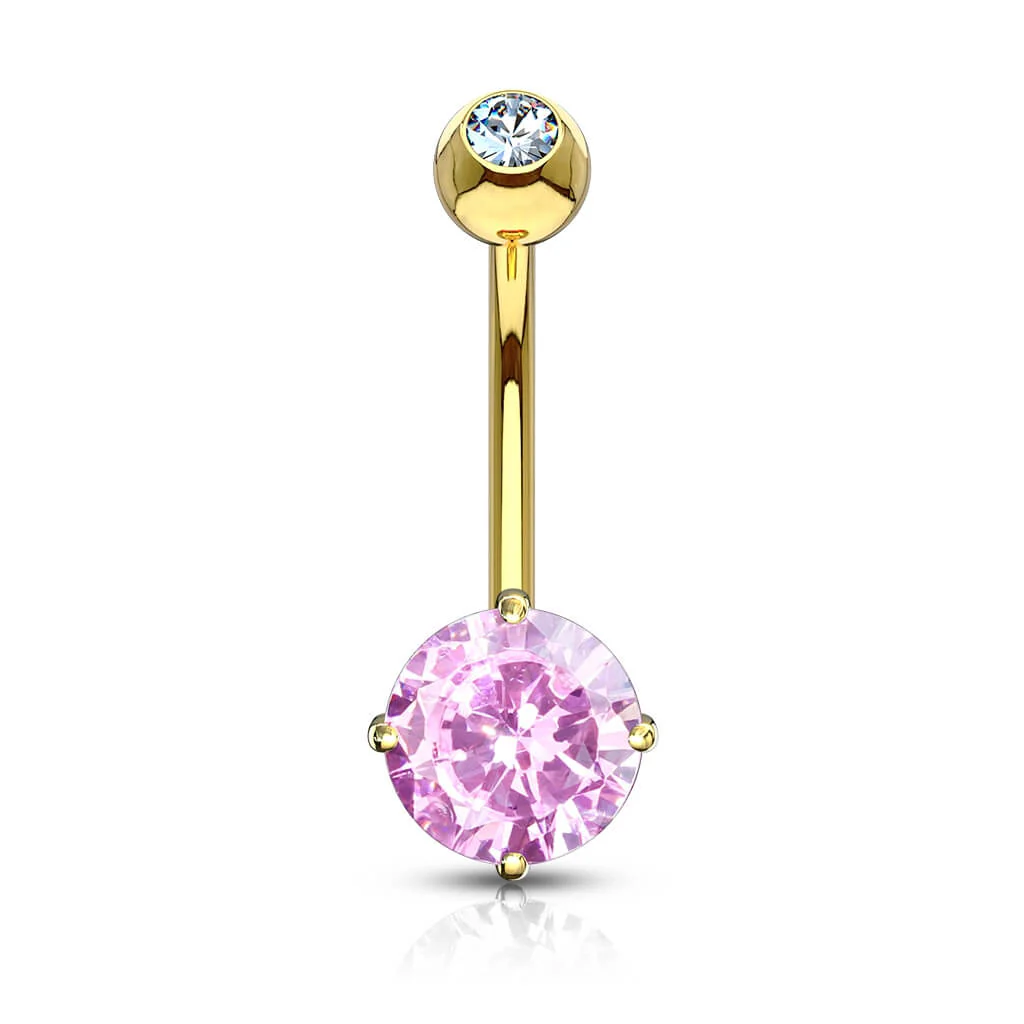 14 Karat Gold Bauchnabelpiercing Zirkonia Rund Gelbgold Weißgold - Image 7