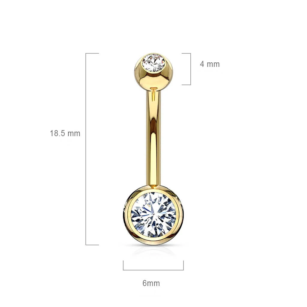 14 Karat Gold Bauchnabelpiercing Zirkonia Kesselfassung Gelbgold Weißgold - Image 3