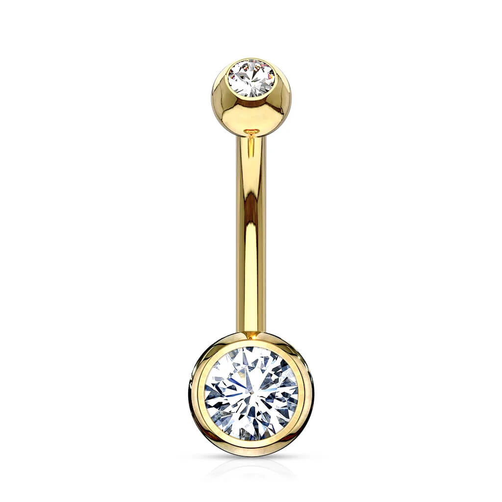 14 Karat Gold Bauchnabelpiercing Zirkonia Kesselfassung Gelbgold Weißgold - Image 4
