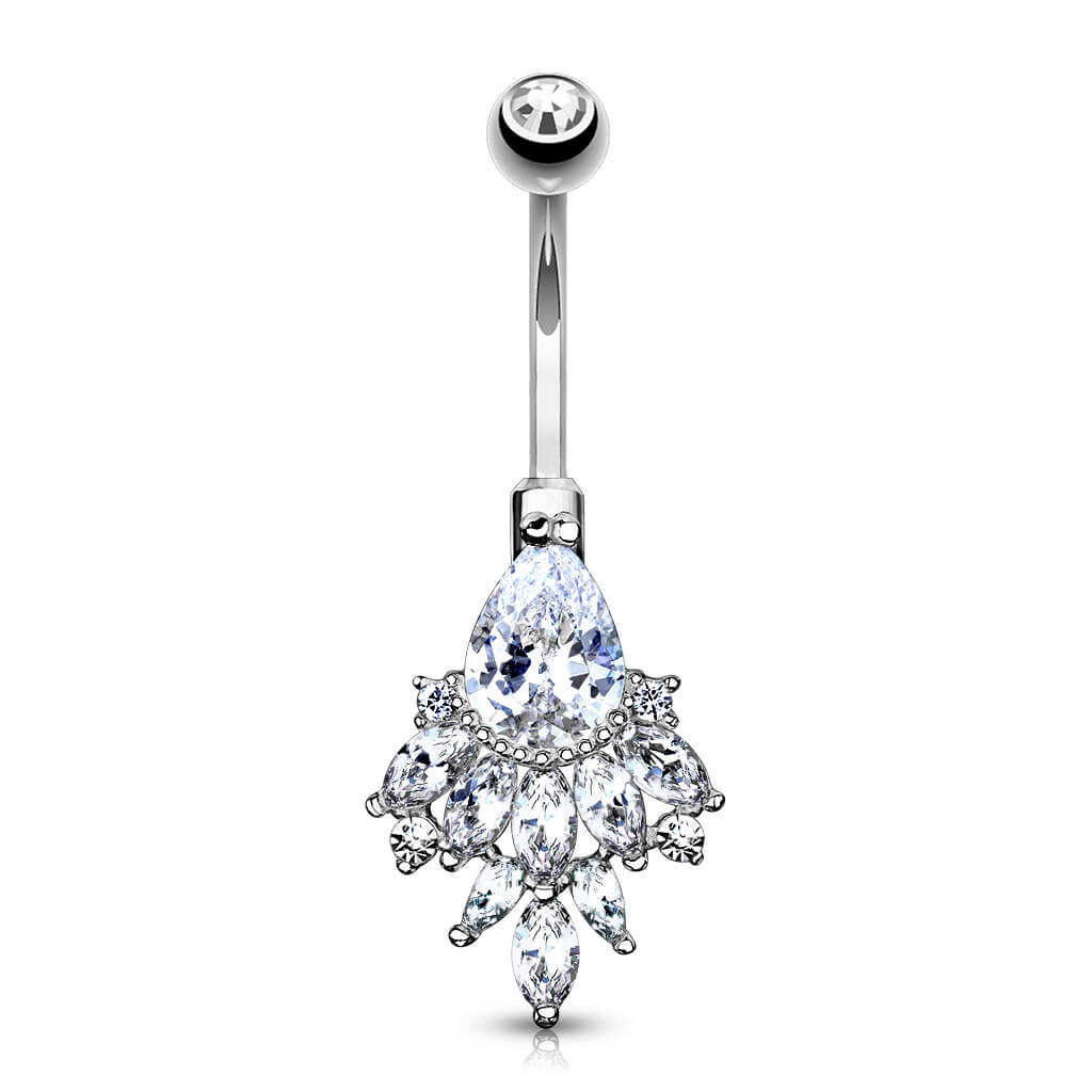 14 Karat Gold Bauchnabelpiercing Birne Zirkonia Gelbgold Weißgold - Image 2