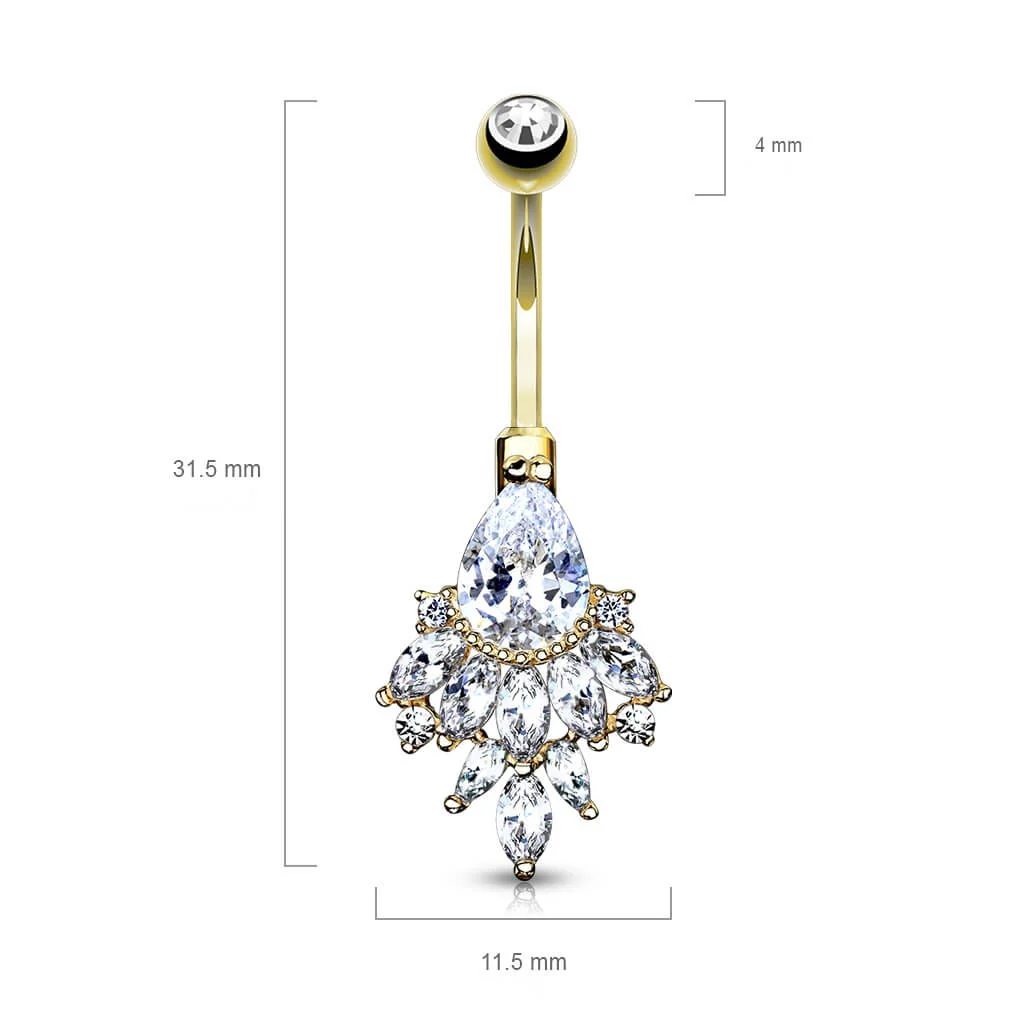 14 Karat Gold Bauchnabelpiercing Birne Zirkonia Gelbgold Weißgold - Image 3