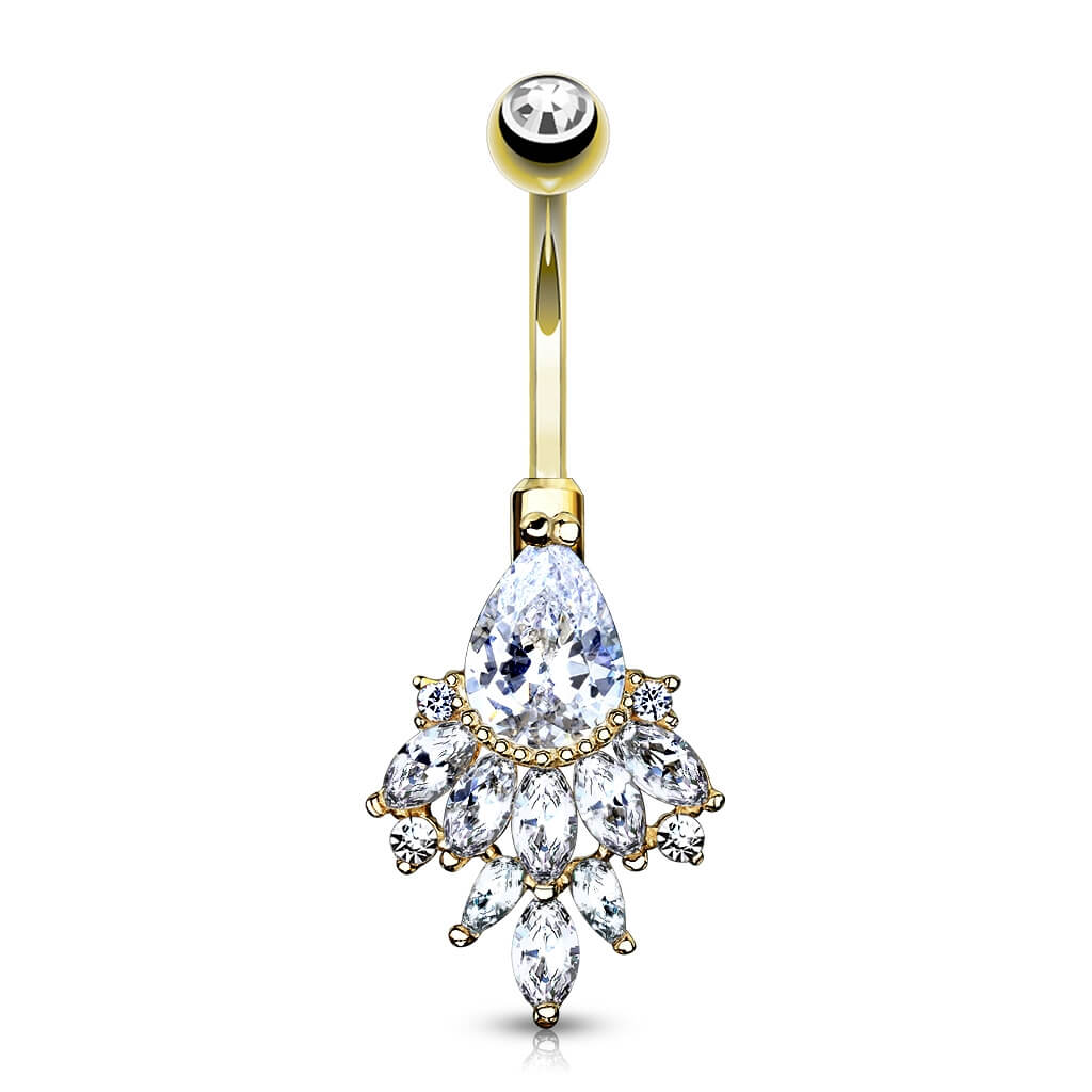 14 Karat Gold Bauchnabelpiercing Birne Zirkonia Gelbgold Weißgold - Image 6