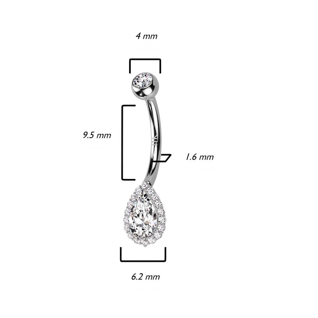 14 Karat Gold Bauchnabelpiercing Tropfen Zirkonia Opal Gelbgold Weißgold - Image 3