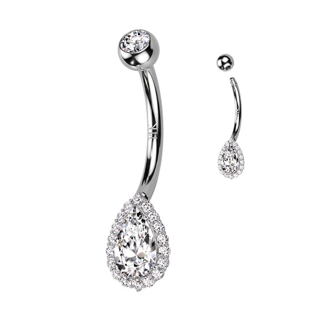 14 Karat Gold Bauchnabelpiercing Tropfen Zirkonia Opal Gelbgold Weißgold - Image 4