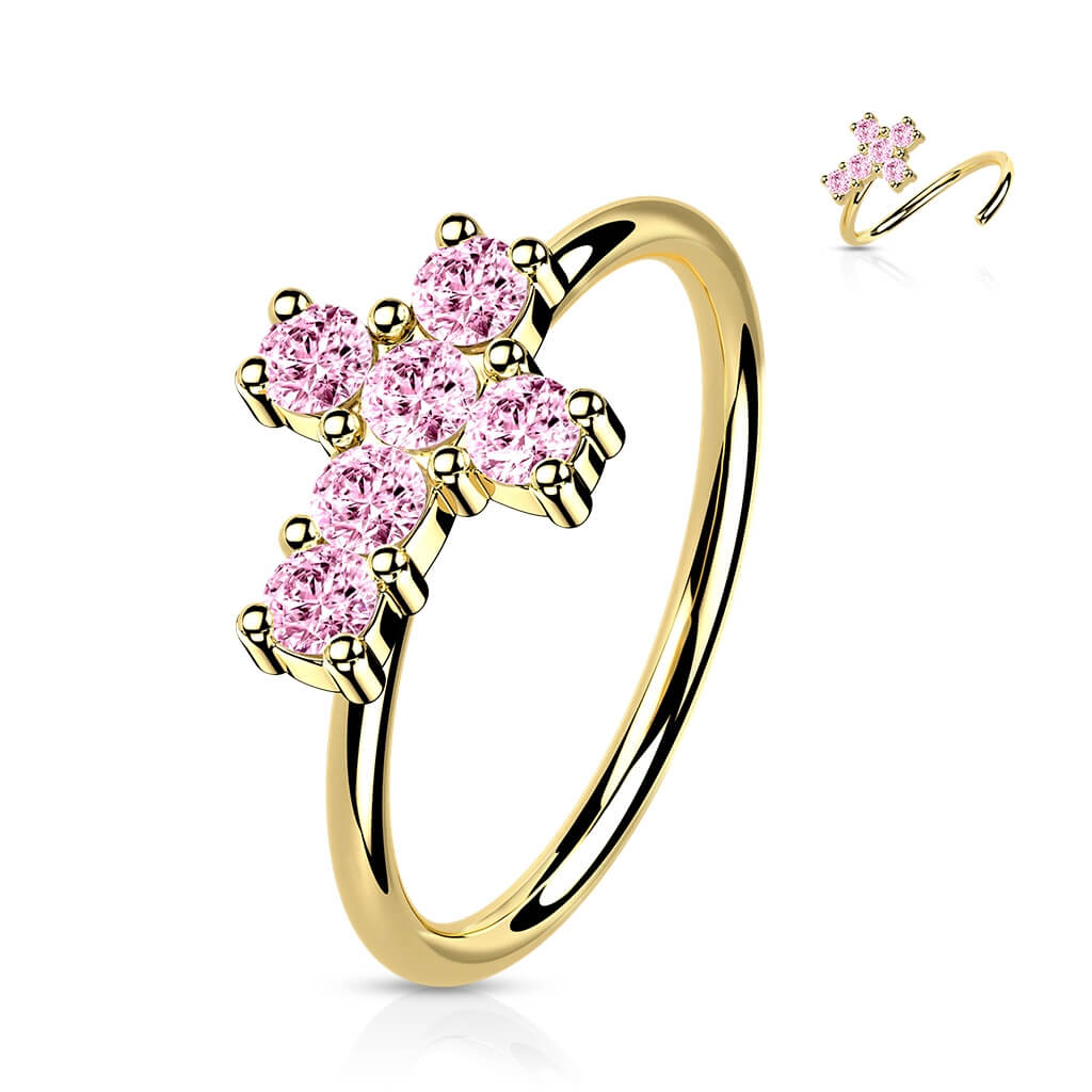 14 Karat Gold Ring Ring Kreuz Zirkonia Gelbgold Weißgold Biegbar - Image 10