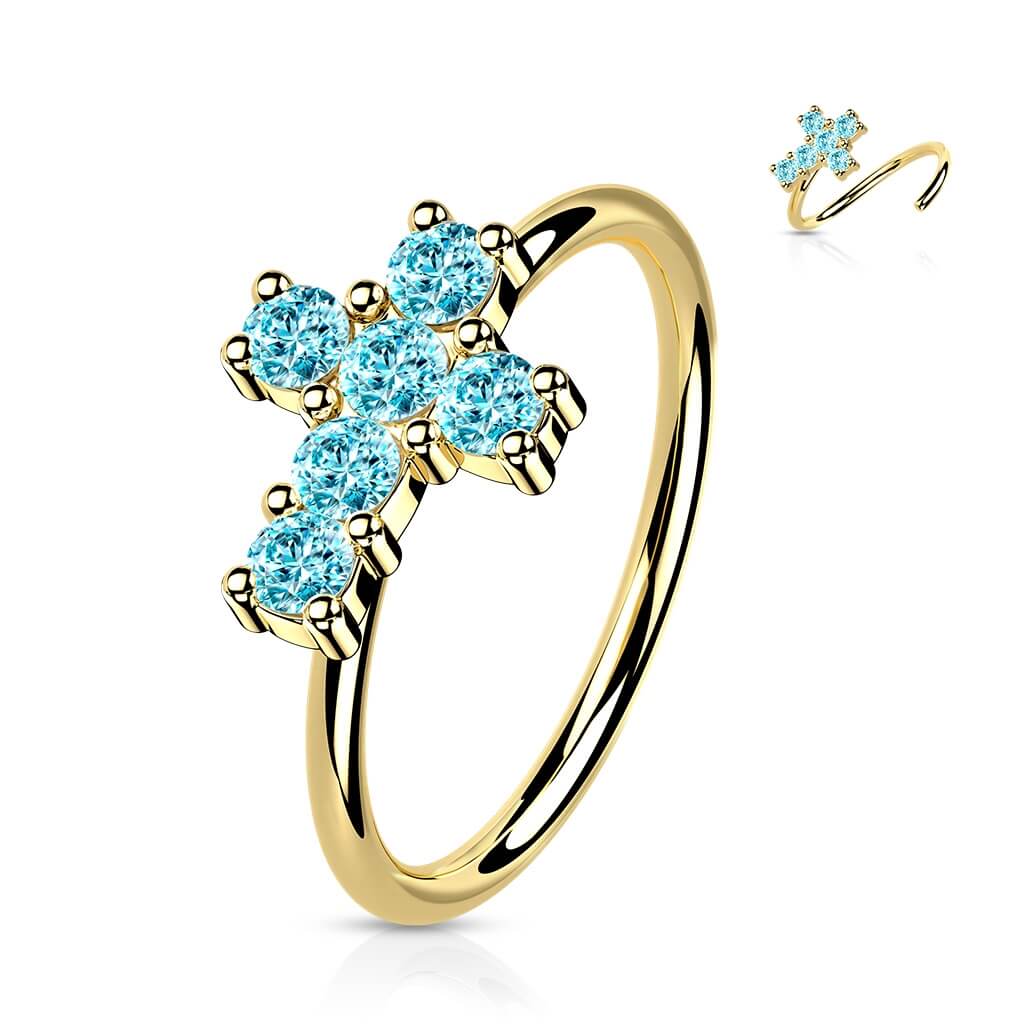 14 Karat Gold Ring Ring Kreuz Zirkonia Gelbgold Weißgold Biegbar - Image 11