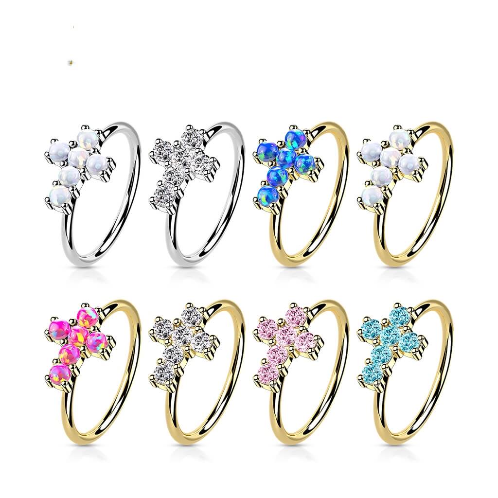 14 Karat Gold Ring Ring Kreuz Zirkonia Gelbgold Weißgold Biegbar - Image 2