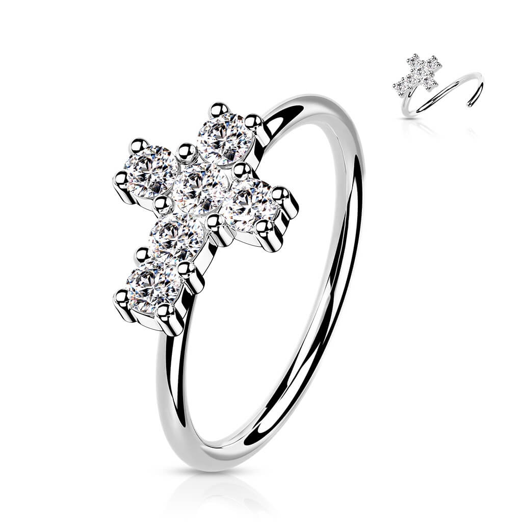 14 Karat Gold Ring Ring Kreuz Zirkonia Gelbgold Weißgold Biegbar - Image 5