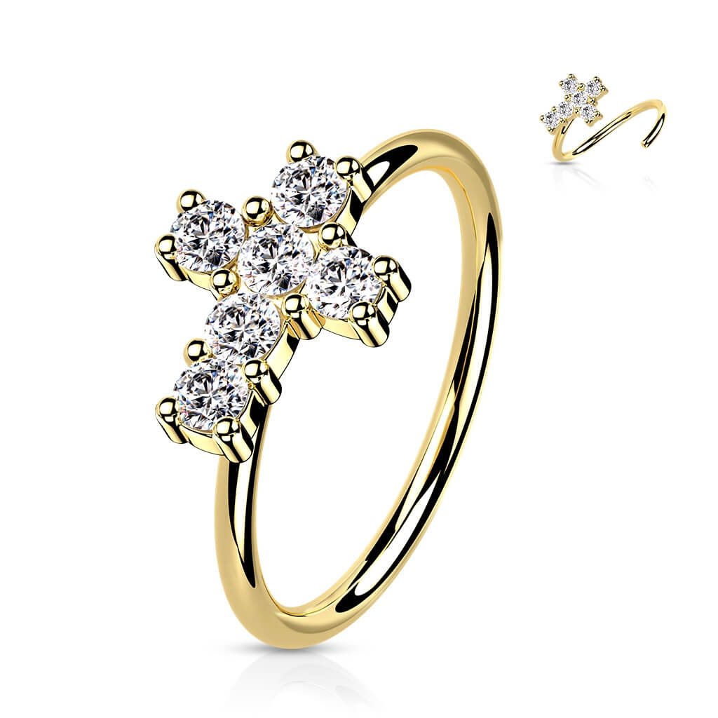 14 Karat Gold Ring Ring Kreuz Zirkonia Gelbgold Weißgold Biegbar - Image 9