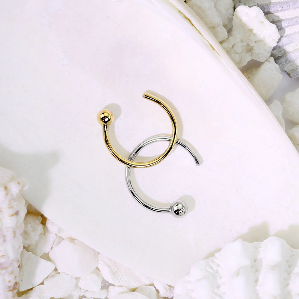 14 Karat Gold Nasenstecker Hoop Halber Hoop Ring - Image 4