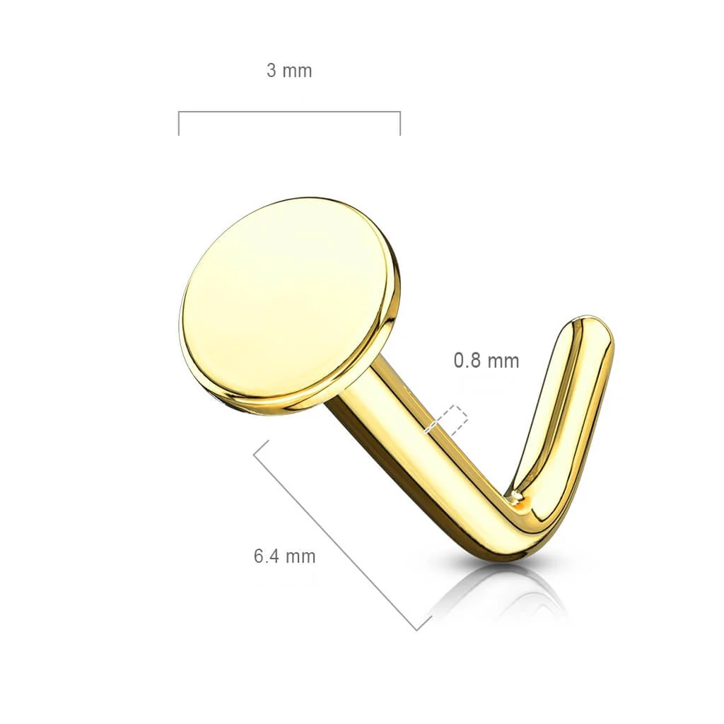 14 Karat Gold Nasenstecker L-Form Rund Flach Gelbgold Weißgold - Image 3