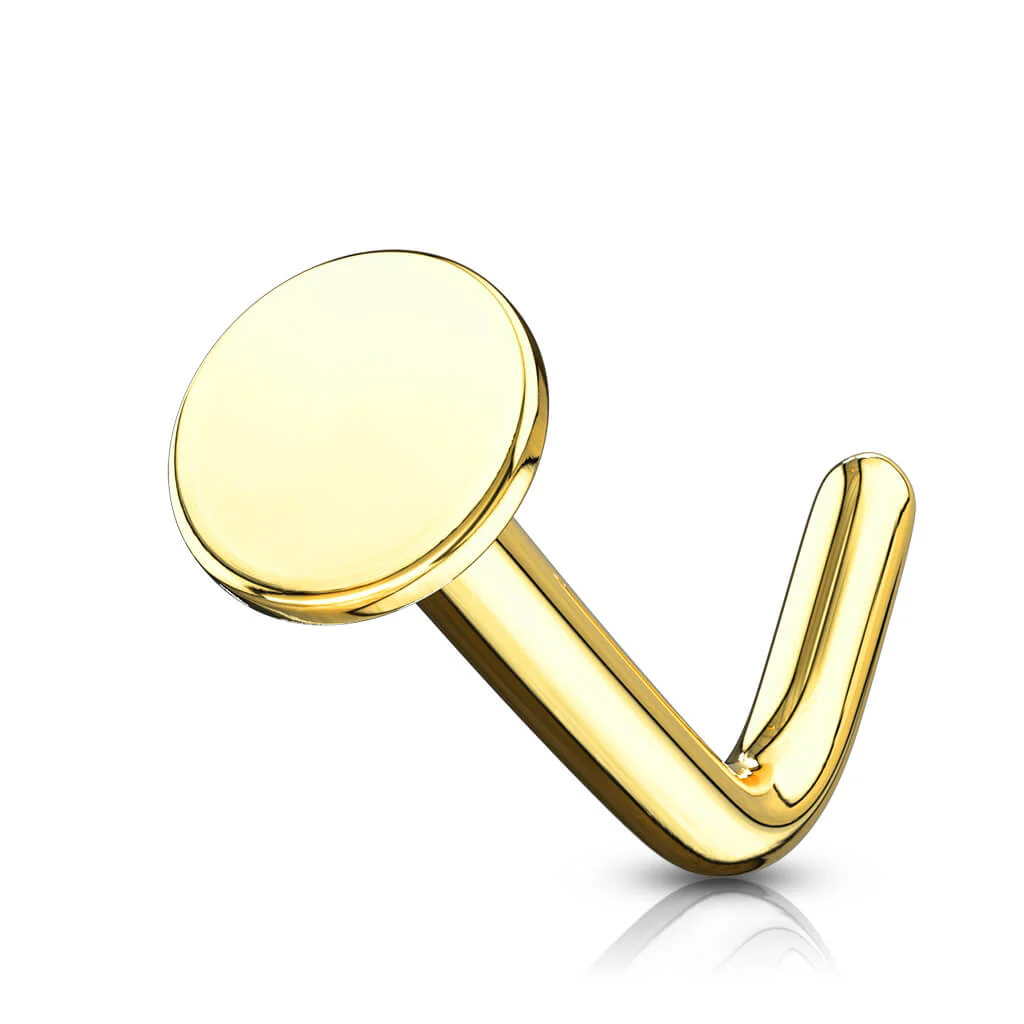 14 Karat Gold Nasenstecker L-Form Rund Flach Gelbgold Weißgold - Image 6