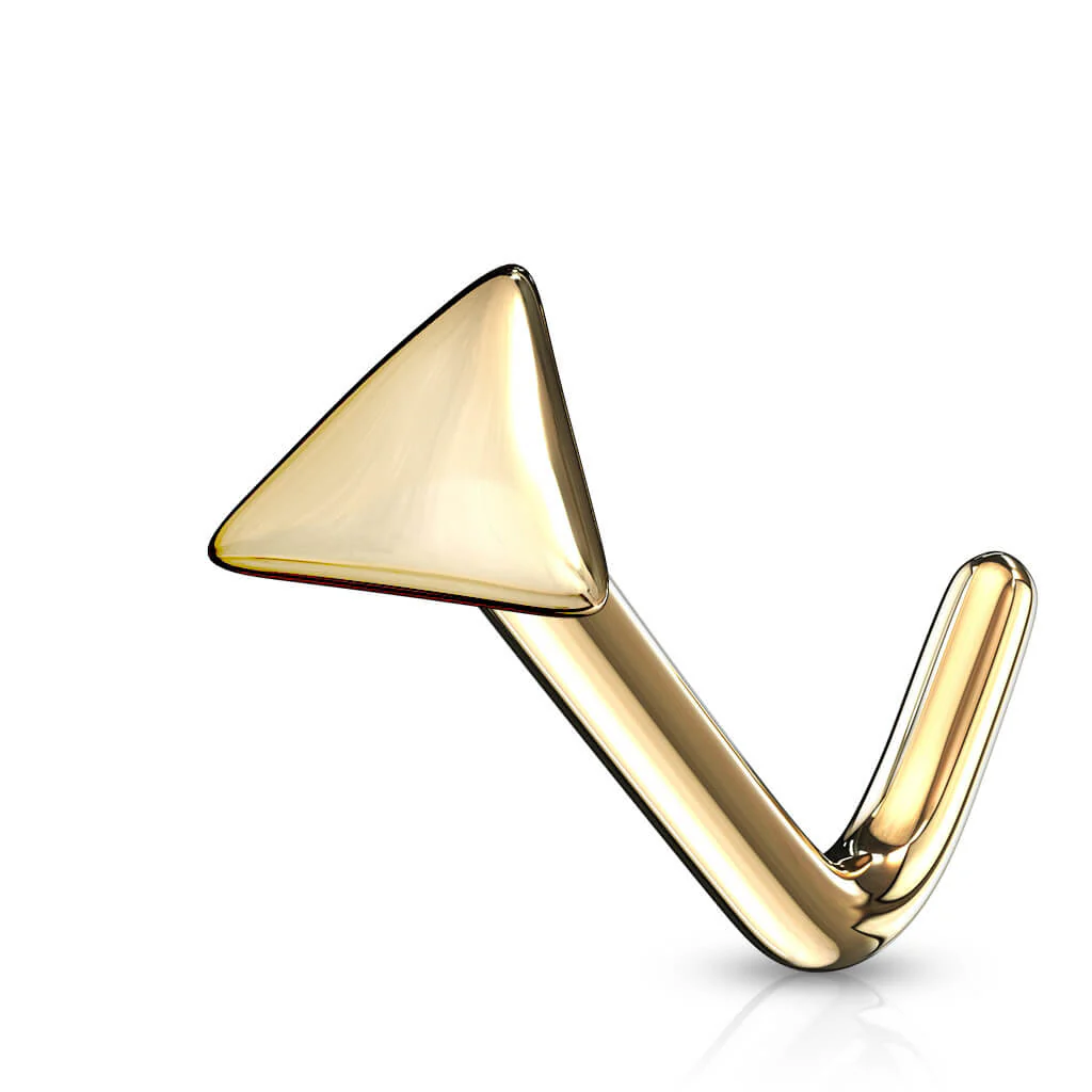 14 Karat Gold Nasenstecker L-Form Dreieck Flach Gelbgold Weißgold - Image 6