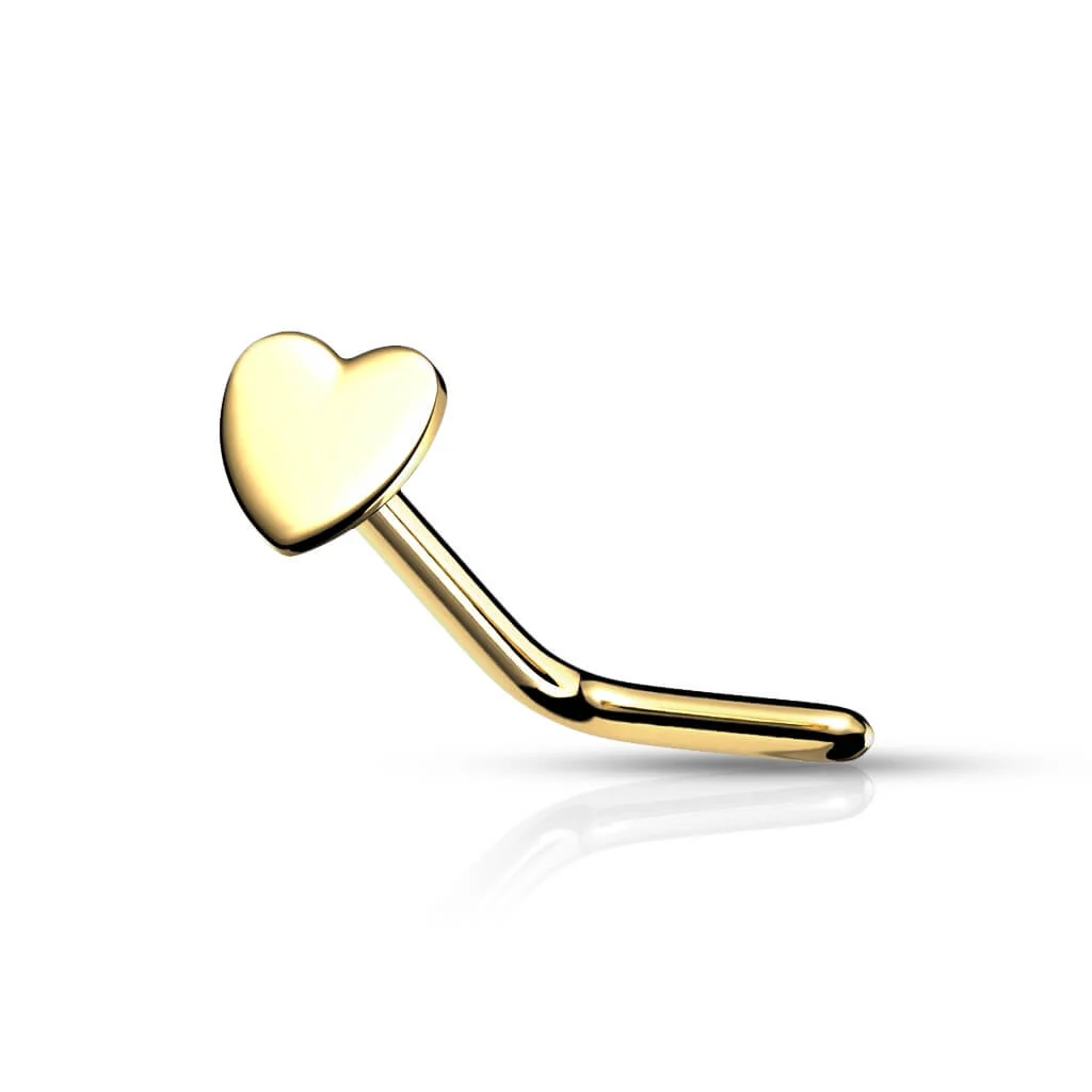 14 Karat Gold Nasenstecker L-Form Herz Gelbgold Weißgold - Image 4