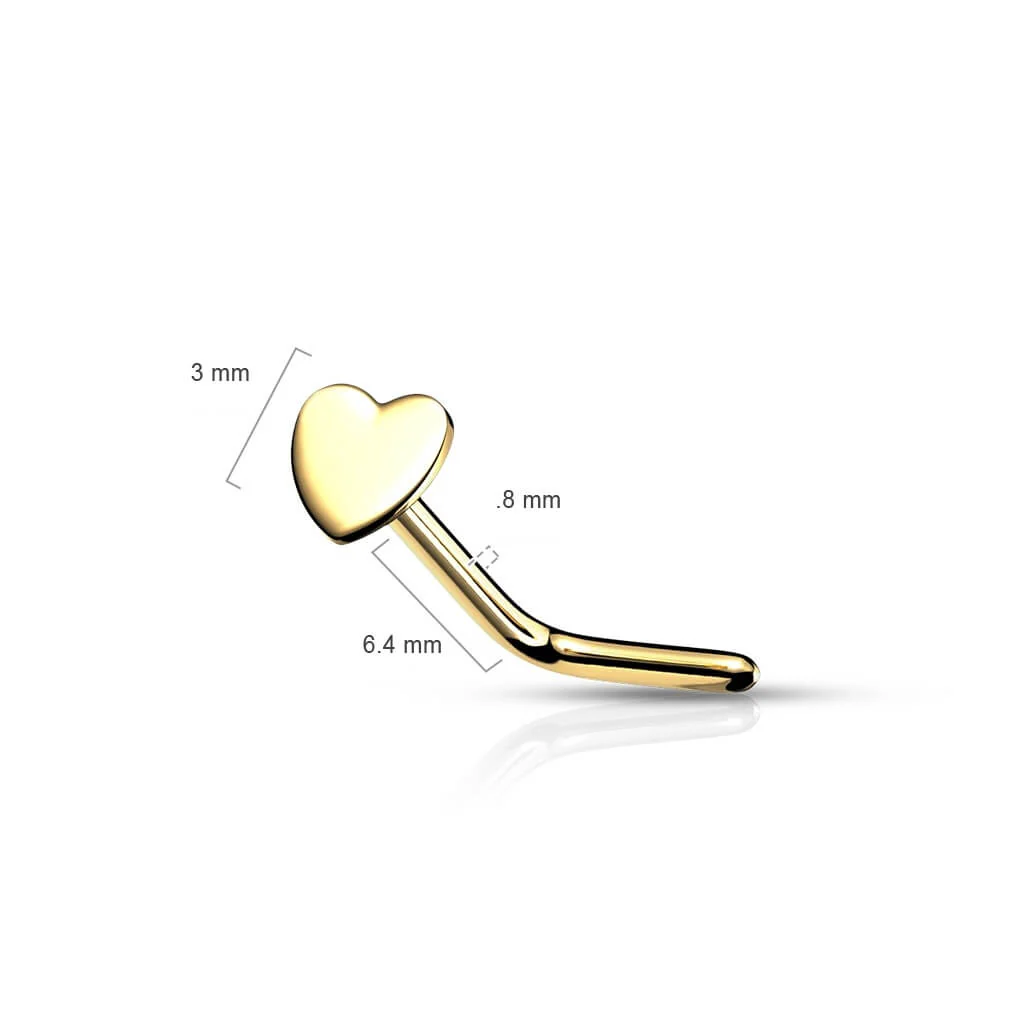 14 Karat Gold Nasenstecker L-Form Herz Gelbgold Weißgold - Image 5