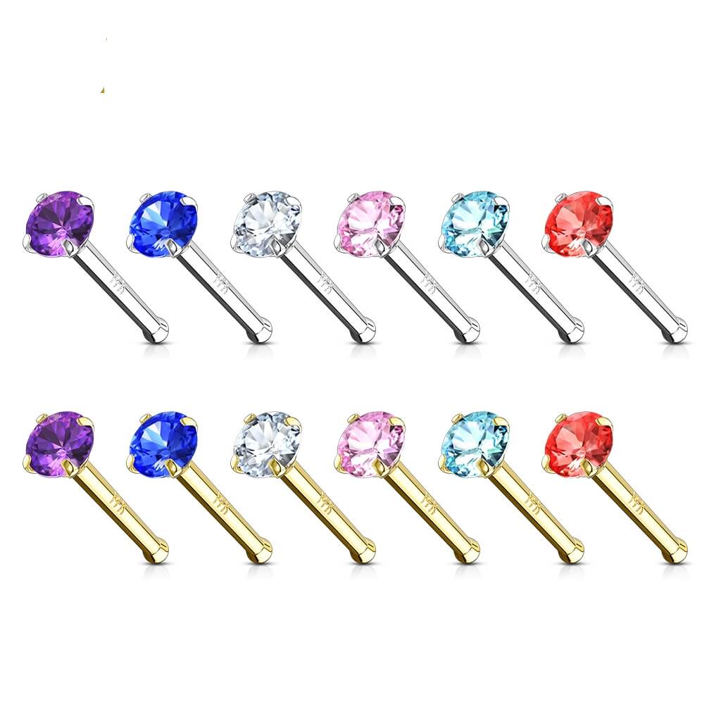 14 Karat Gold Nasenstecker Zirkonia Gelbgold Weißgold - Image 3