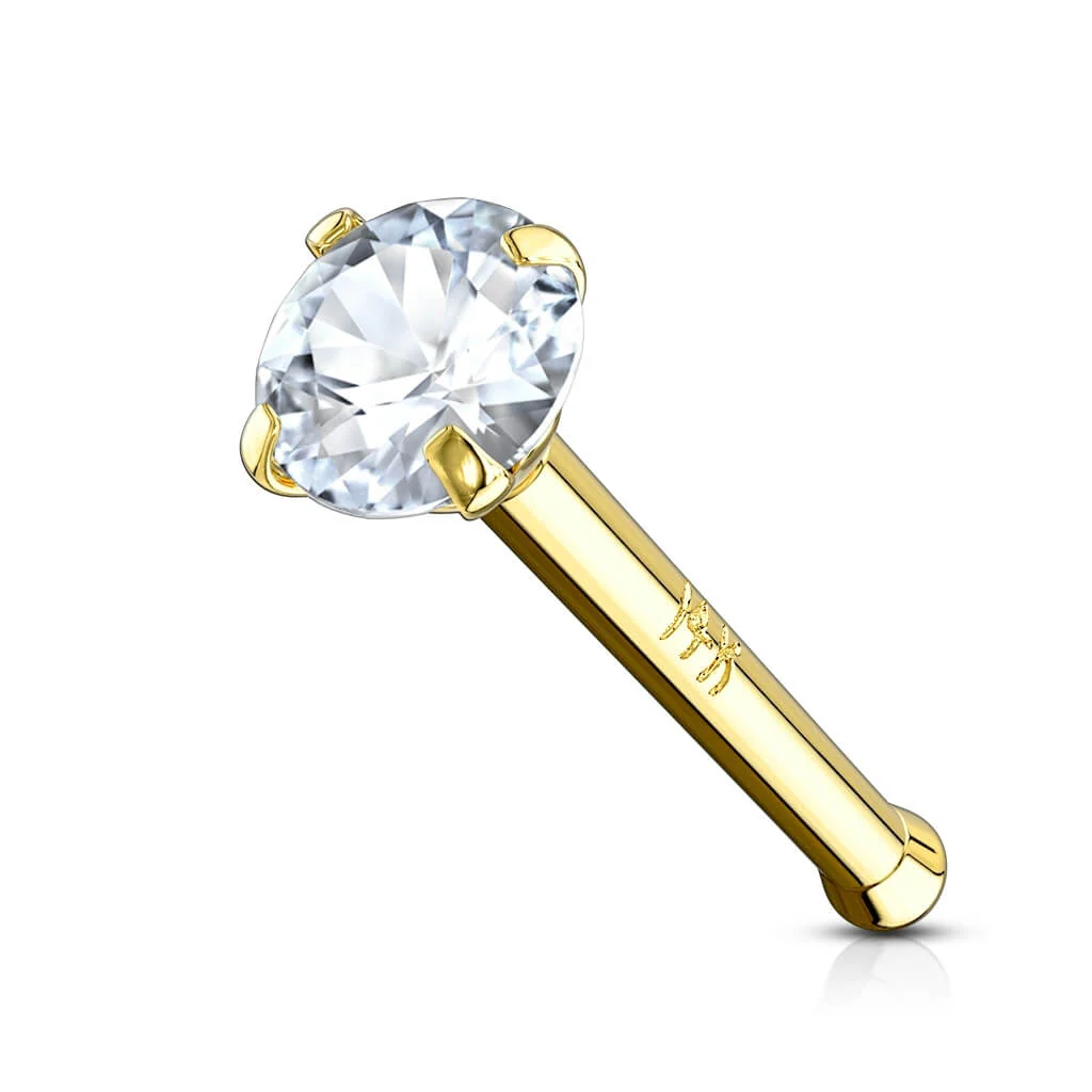 14 Karat Gold Nasenstecker Zirkonia Gelbgold Weißgold - Image 6