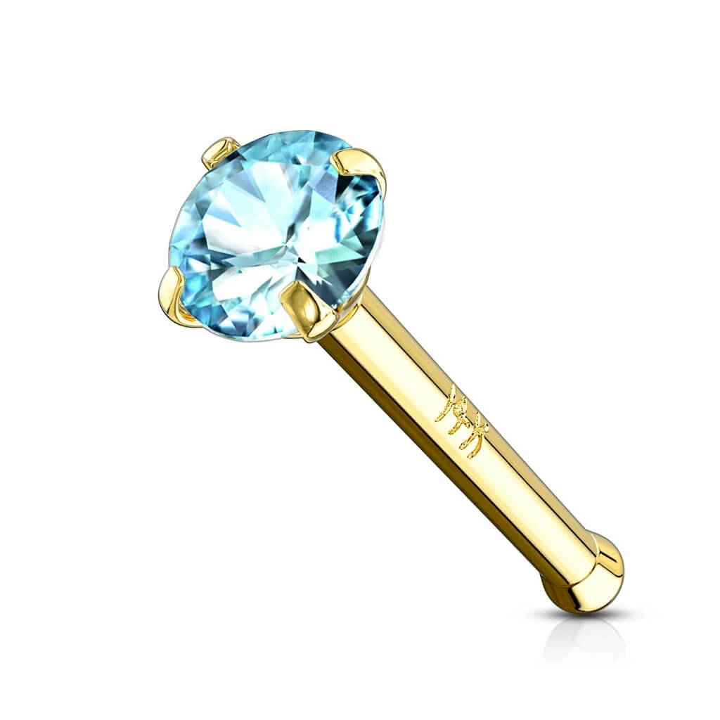 14 Karat Gold Nasenstecker Zirkonia Gelbgold Weißgold - Image 8