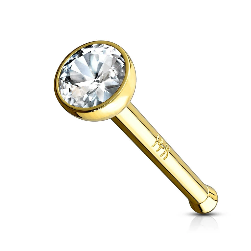 14 Karat Gold Nasenstecker Zirkonia Kesselfassung Gelbgold Weißgold - Image 3