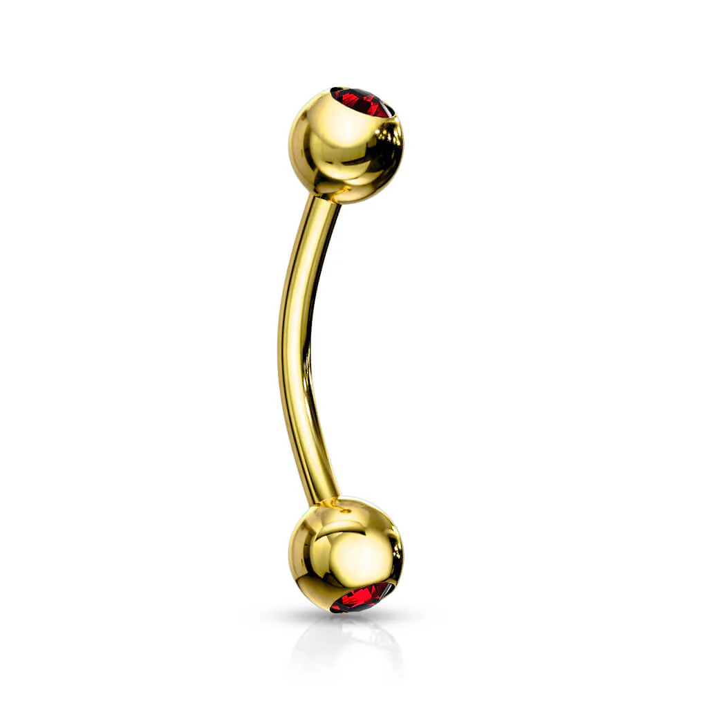 Augenbrauenpiercing Kugel Zirkonia Gold PVD - Image 10