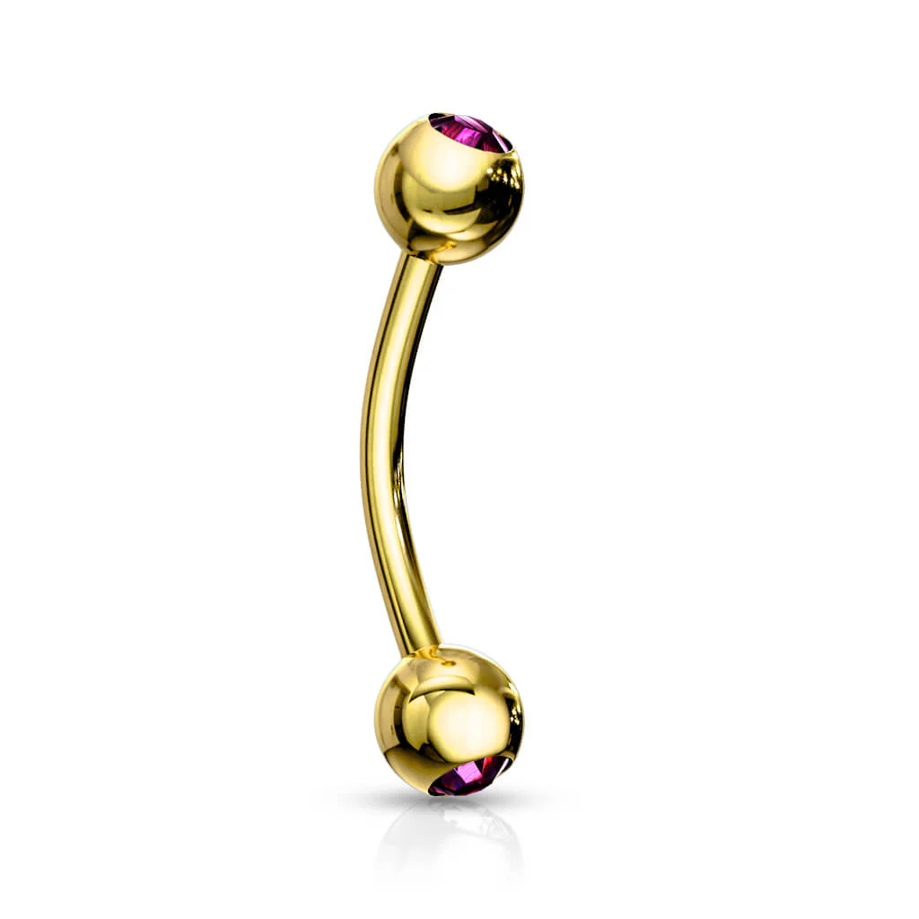 Augenbrauenpiercing Kugel Zirkonia Gold PVD - Image 3