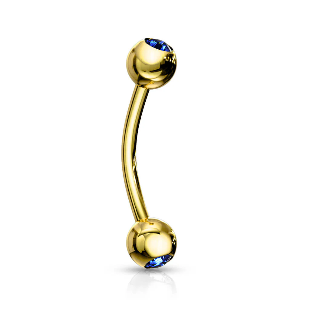 Augenbrauenpiercing Kugel Zirkonia Gold PVD - Image 4