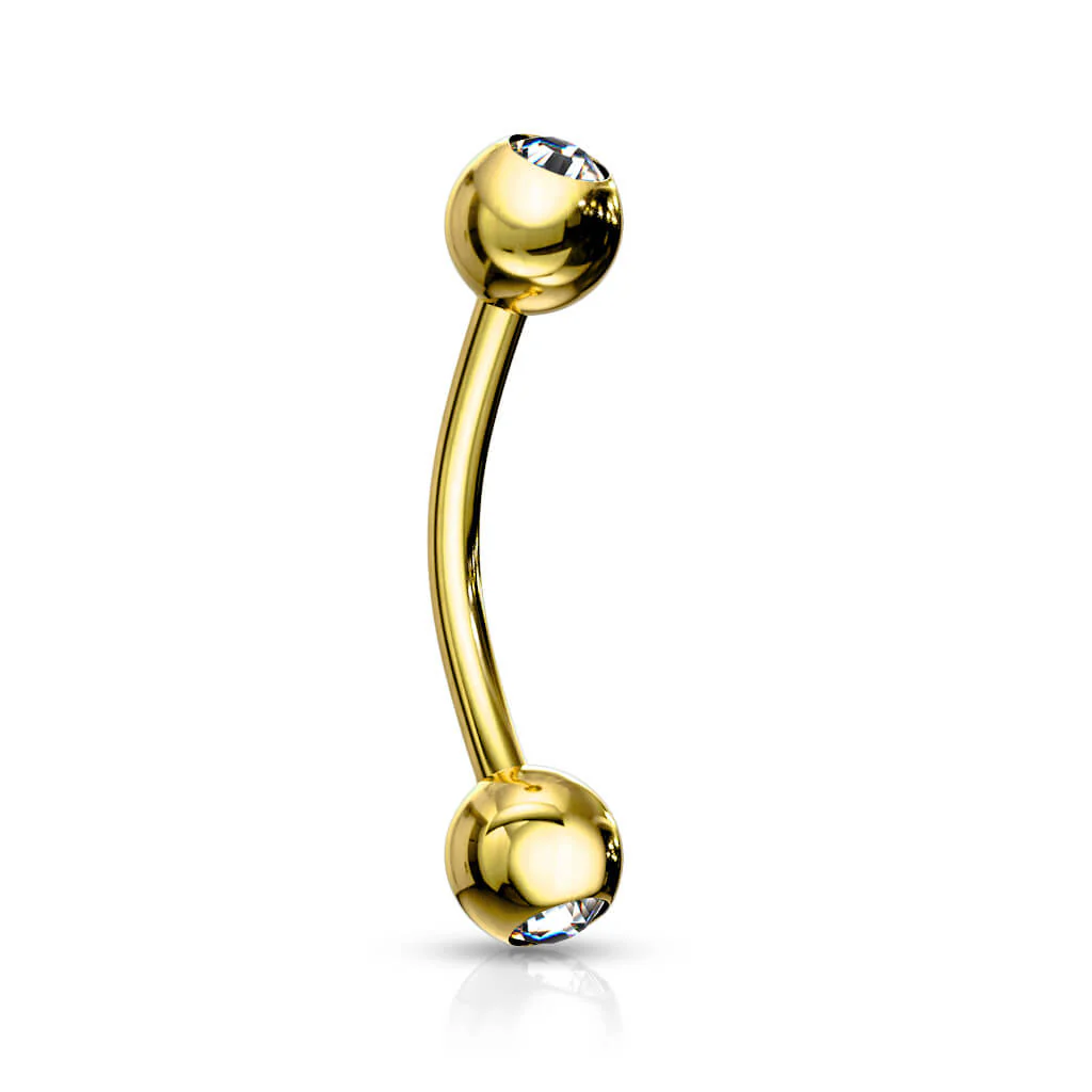 Augenbrauenpiercing Kugel Zirkonia Gold PVD - Image 5