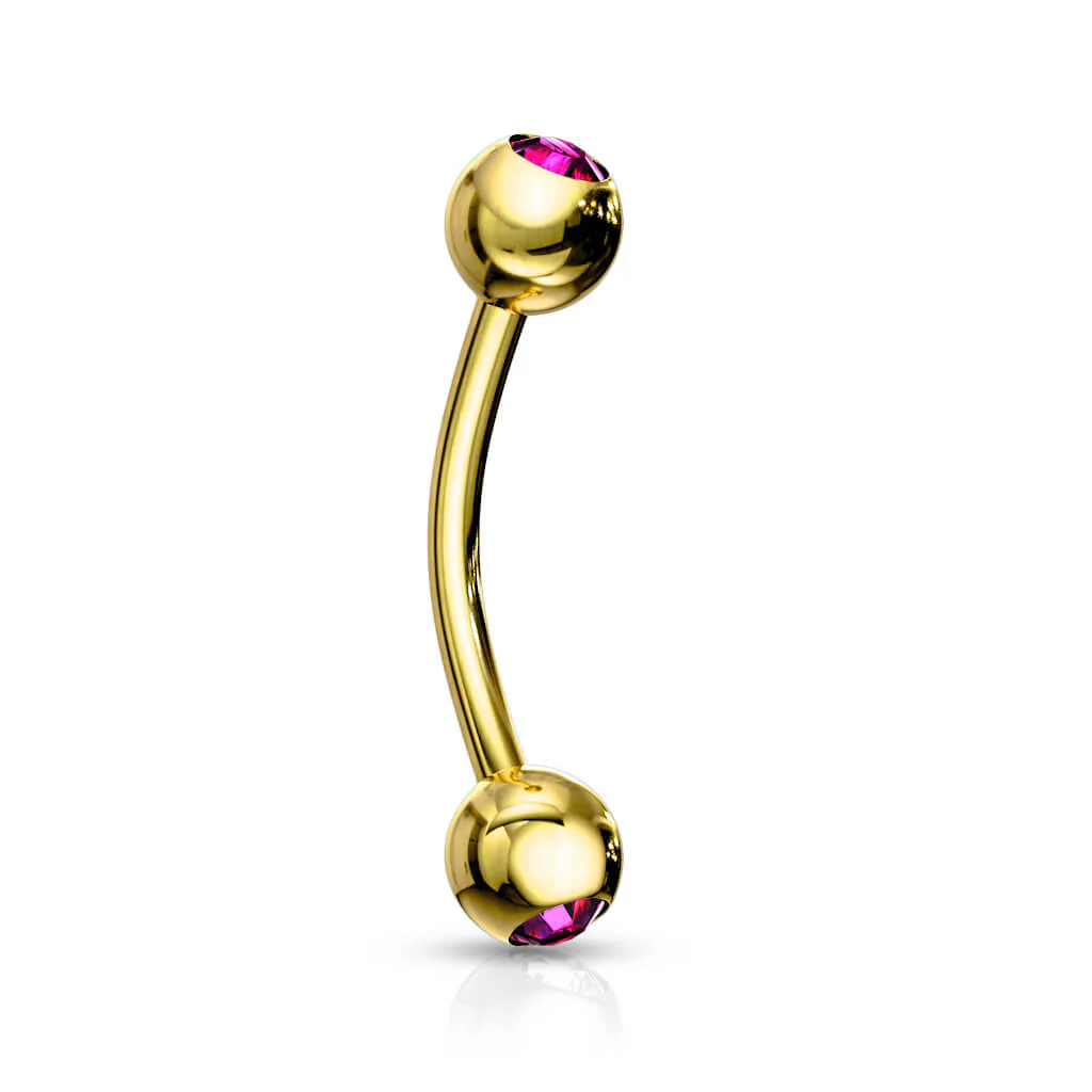Augenbrauenpiercing Kugel Zirkonia Gold PVD - Image 6