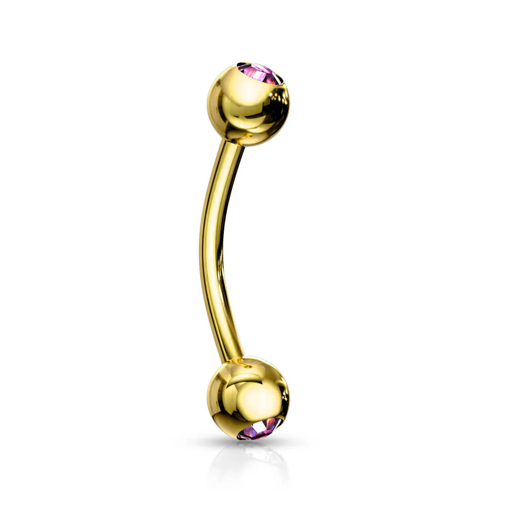 Augenbrauenpiercing Kugel Zirkonia Gold PVD - Image 8