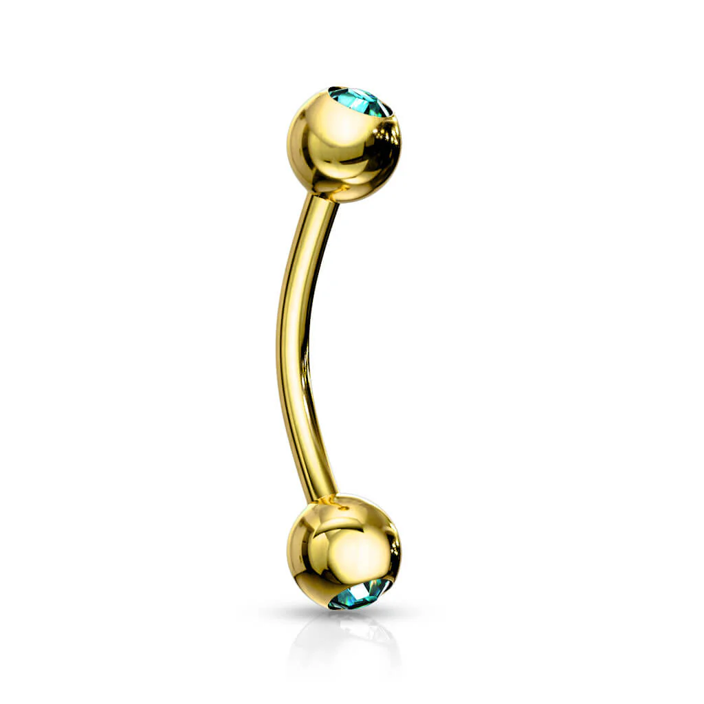 Augenbrauenpiercing Kugel Zirkonia Gold PVD - Image 9