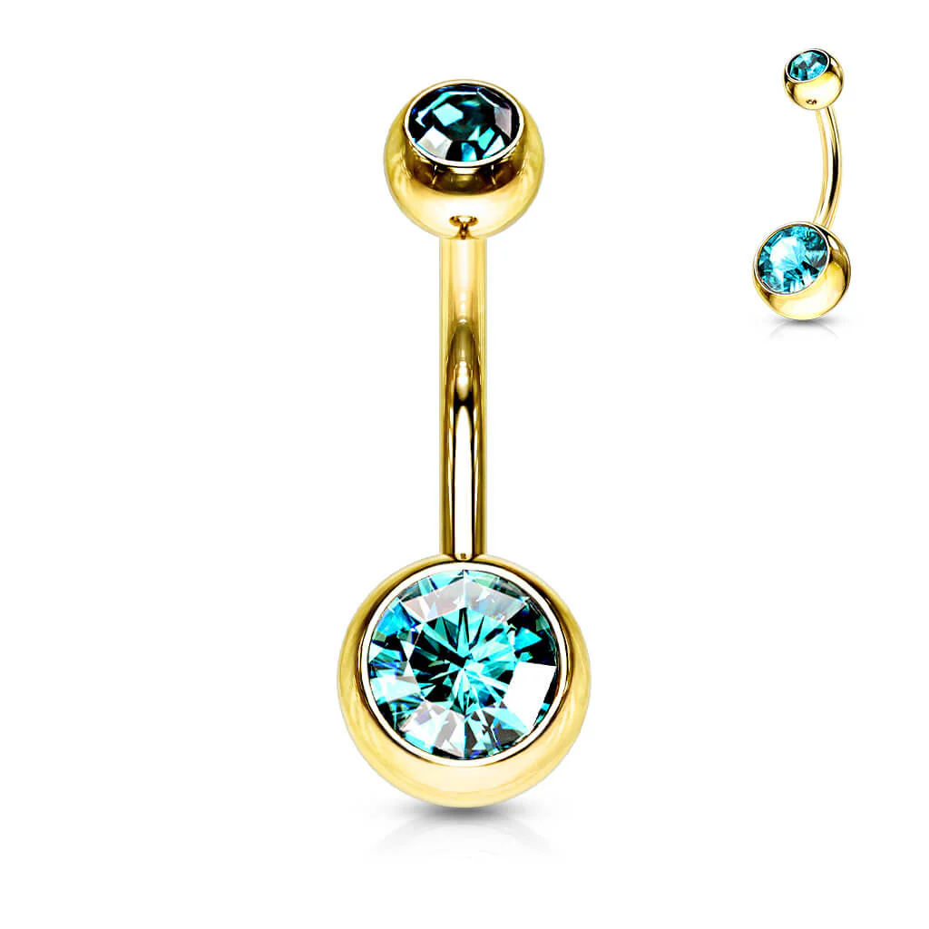 Bauchnabelpiercing Kugel Zirkonia Gold PVD - Image 13