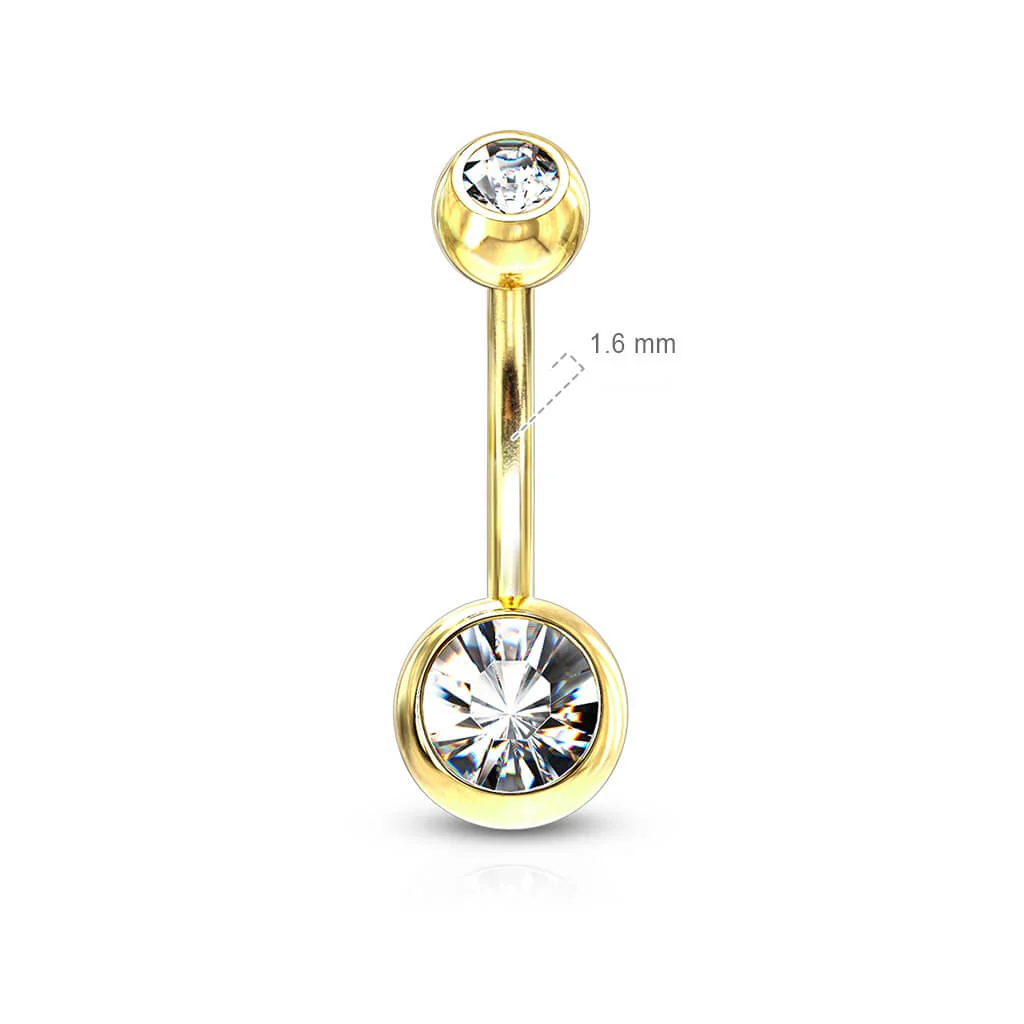 Bauchnabelpiercing Kugel Zirkonia Gold PVD - Image 3