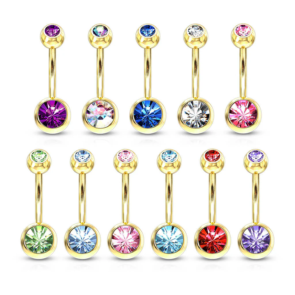 Bauchnabelpiercing Kugel Zirkonia Gold PVD - Image 4