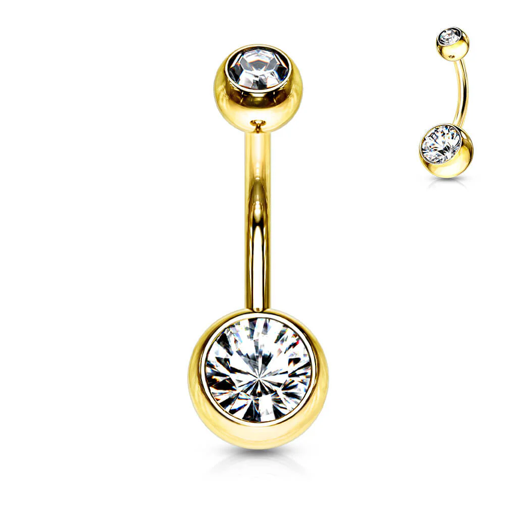 Bauchnabelpiercing Kugel Zirkonia Gold PVD - Image 5
