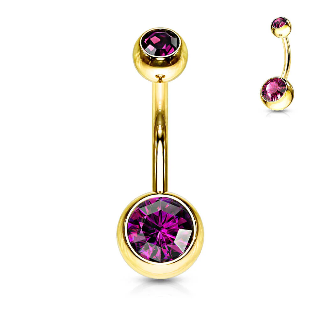 Bauchnabelpiercing Kugel Zirkonia Gold PVD - Image 6